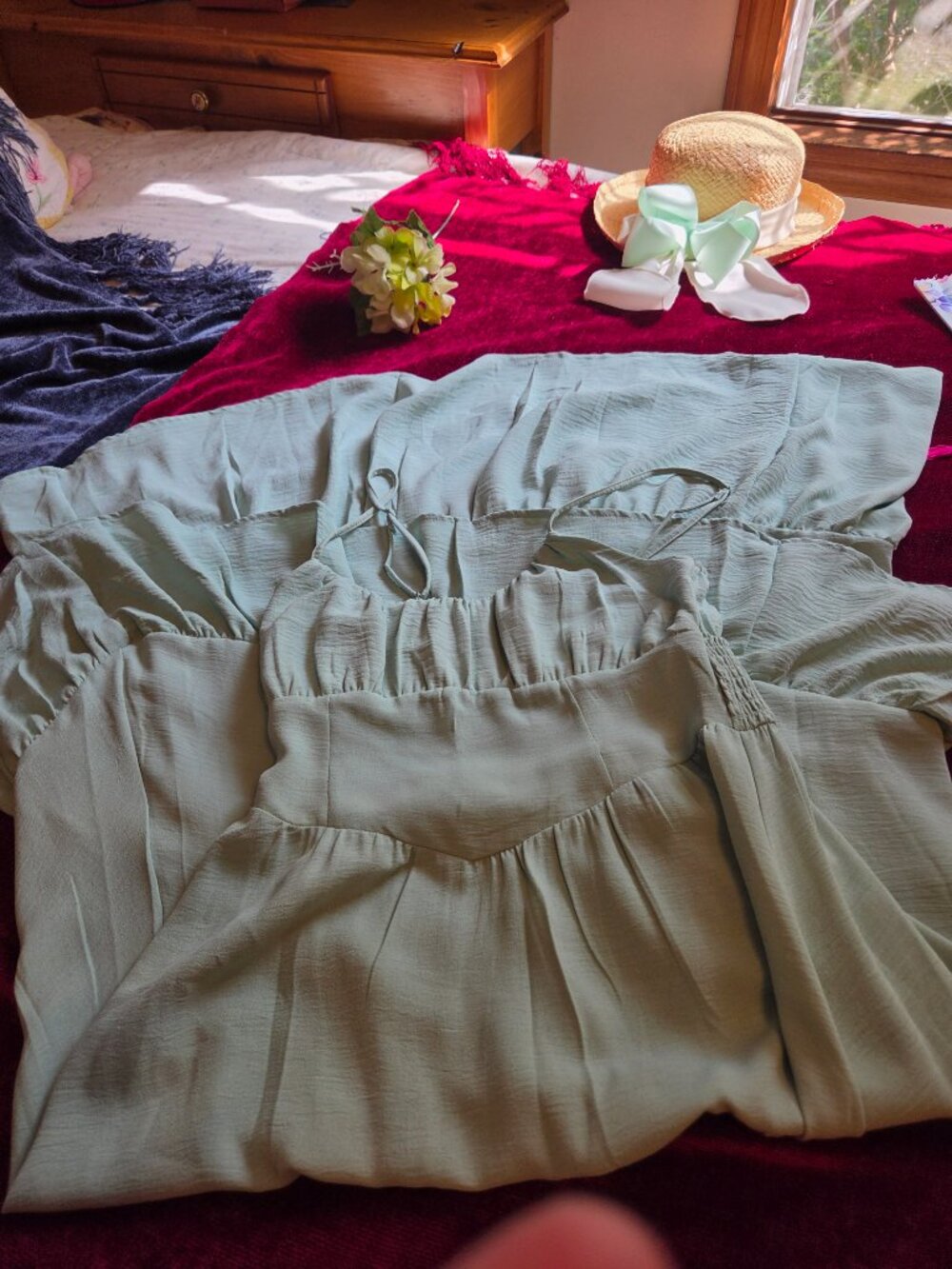 STUNNING HI-LO RUFFLE HEM MINT GREEN MAXI SMALL - Picture 7 of 12